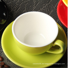 Haonai heiße Verkauf 230ml bunte Glasur keramische Kaffeetasse und Untertasse